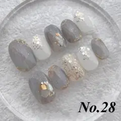 No.28 ブルーニュアンスネイルチップ　＊オーダーサイズ・カラー変更可能＊