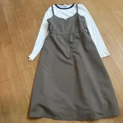 LTXC キャミワンピース 長袖Tシャツセット　カーキ150