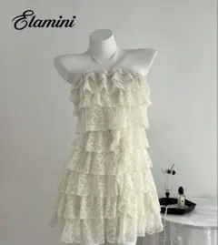 アイボリー ノースリーブドレス　フリルドレス　y2k コメントで400引き