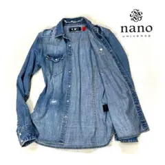 nano UNIVERSE ナノユニバース デニムシャツ ダメージ加工 メンズM