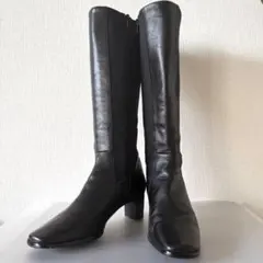 1回使用2025年購入DIANA 定価4万極美品ロングブーツ レザー黒25cm