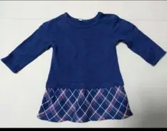 無印良品ネイビー 長袖 ワンピース サイズ80