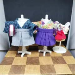 ミニチュアドール服　ハンドメイド　レトロ服　(お父さん服、お母さん服)