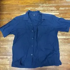 UNIQLO ユニクロ　半袖　カッターシャツ　ワークシャツ　ネイビー　紺色　L