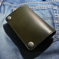 【お札を折らずに収納】ミドルトラッカーウォレット アポロコンチョ【受注生産】 お札が折れない！ミドルトラッカーウォレット アポロコンチョ シルバー