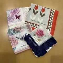 HANAEMORI 花柄ドットハンカチ4枚セット