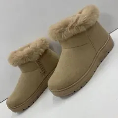 新品★レディース★Lサイズ★裏ボア 防寒 軽量ムートンブーツ 薄茶色 580n