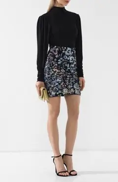 セルフポートレイト ワンピース スパンコール UK8 Floral Sequin