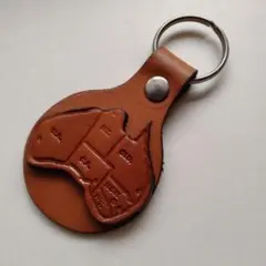 新品未使用　本革　キーホルダー　オーストラリア　豪州　レザー　キャメル　ブラウン