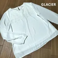本日限定GLACIER ホワイト レース 長袖ブラウス M 入学式 卒園 シャツ