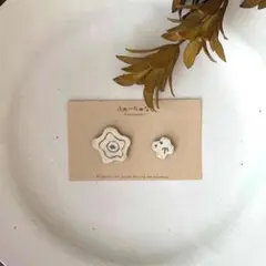 【信楽焼】ゆるっといこう　粉引 ピアス　 陶器　ノンホールピアス　イヤリング