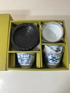 ★茶托付煎茶揃　湯吞み5客セット　安南唐草