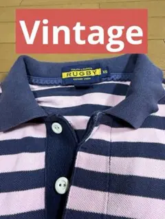 限定セールVintageラルフローレンRUGBY メンズポロXSピンクストライプのサムネイル
