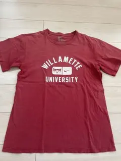 【US古着】NIKE ナイキ カレッジTシャツ ウィラメット大学 紅　フェード感