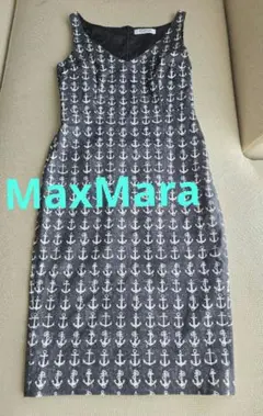 MaxMara 白タグ マリン イカリ柄 プリント Vネックデニムワンピースのサムネイル