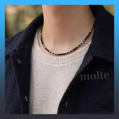 ターコイズ ビーズネックレス シンプル ボヘミアン アメカジ ユニセックス