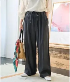 レーヨン デニム イージーパンツ ワイドパンツ　春夏　薄手