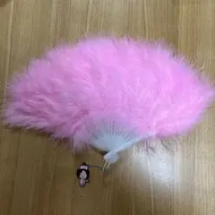 葉加瀬太郎　ピンク フェザー扇子 キャラクターチャーム付きのサムネイル