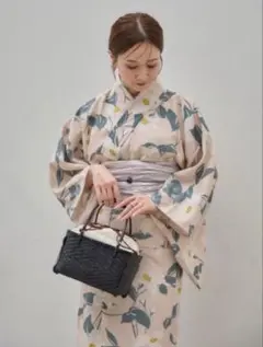 しまむら mysa closet 田中里奈コラボ浴衣＋帯＋帯締めセット ネイビー