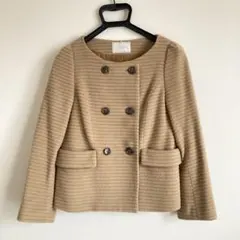 ノーカラージャケット キャメル