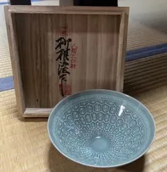海剛　青磁　柳根瀅　茶碗 e1382 柳海剛 共箱 高麗青磁茶碗 柳根瀅 韓国人間文化財 茶道具