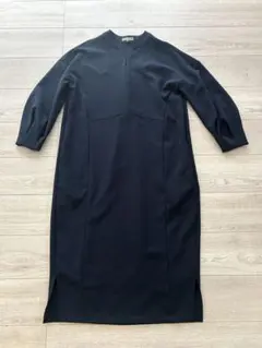O wau no オアーノ キーネックダブルクロスワンピース ネイビー PM