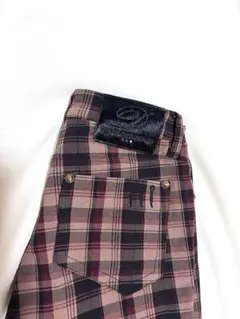 ダブルスタンダードクロージング　ココア✖︎ボルドー　チェック　ストレッチパンツ36