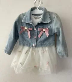 デニムジャケット チュールスカート ワンピース