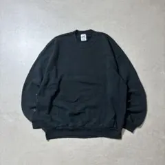 USA製80s JERZEES無地スウェットXLブラックボックスシルエットペンキ