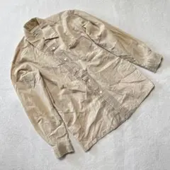 BLACK EAGLE シャツ ベージュ 長袖 フリルポケット コットン M