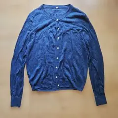 ☆無印良品☆ダークブルーリネンカーディガン☆ツレありMサイズ☆のサムネイル