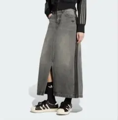 adidasオリジナルス スリーストライプス デニムペンシルスカート Lサイズ
