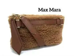 極美品 Max Mara テディベア ファー×レザー クロス ショルダーバッグ