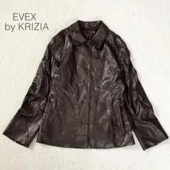 【エヴェックス】フェイクレザージャケット 長袖 柔らかい 高級感 綺麗め 茶 L