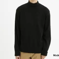 GU ソフトコットン　タートルネックt　ブラック