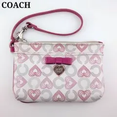 COACH ウェイバリーハーツ リストレット ポーチ ハート柄 ピンク リボン