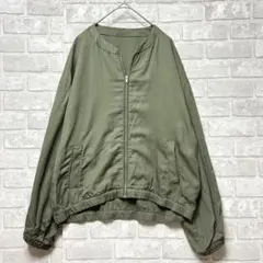 オゾック OZOC ブルゾン L カーキ ミリタリー ゆったりめ ノーカラー