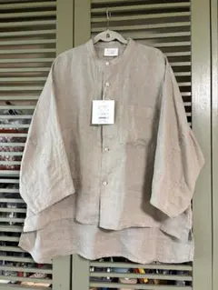 vmヴーム／23SS コットンリネン ワイドシルエット クレリックシャツ 