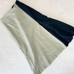 INDIVI インディヴィ　フレアロングスカート　毛混　ウエストゴム　バイカラー