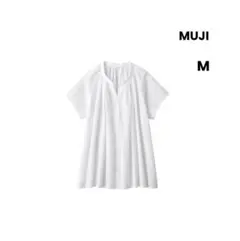 無印良品　強撚ボイル　フレンチスリーブブラウス　M 白