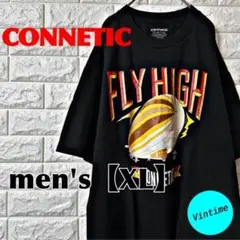 S65【connetic】プリントTシャツ【メンズXL】ブラック