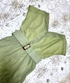 ナチュラルクチュール　ロングワンピース　ベルト付きパールボタン