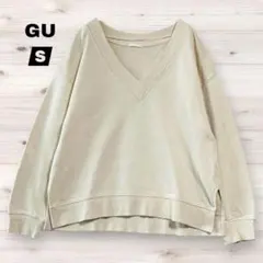 【GU】Vネック スウェット プルオーバー トレーナー ドロップショルダー S