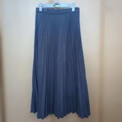 ブルーグレー プリーツロングスカート Mサイズ