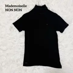 マドモアゼルノンノン　半袖タートルネックカットソー　黒　刺繍　ワンポイントのサムネイル