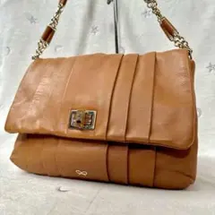 アニヤハインドマーチ　チェーンショルダーバッグ　グレイシー　キャメル　レザー