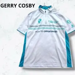 コスビー ハーフジップ 半袖 Tシャツ M 白 水色 ロゴ 夏 スポーツ ジムのサムネイル