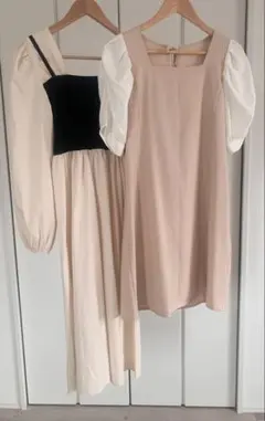 パフスリーブ ワンピース 2点セット