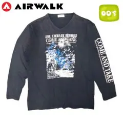 00s y2k airwalk ブラック スリーブプリント Vネック長袖Tシャツのサムネイル