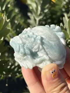 【43】天然石ピカソストーン 龍亀 『發財』文字乗せロングイ台座付き2体セット